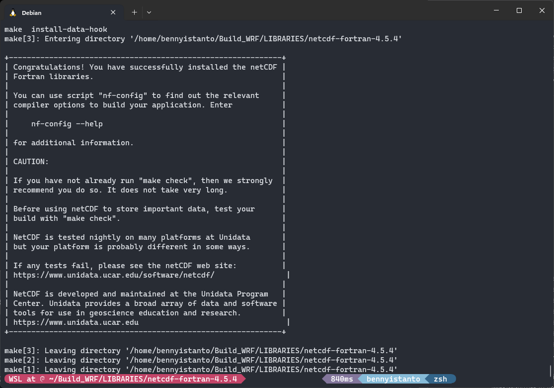 NetCDF Fortran successfully installed