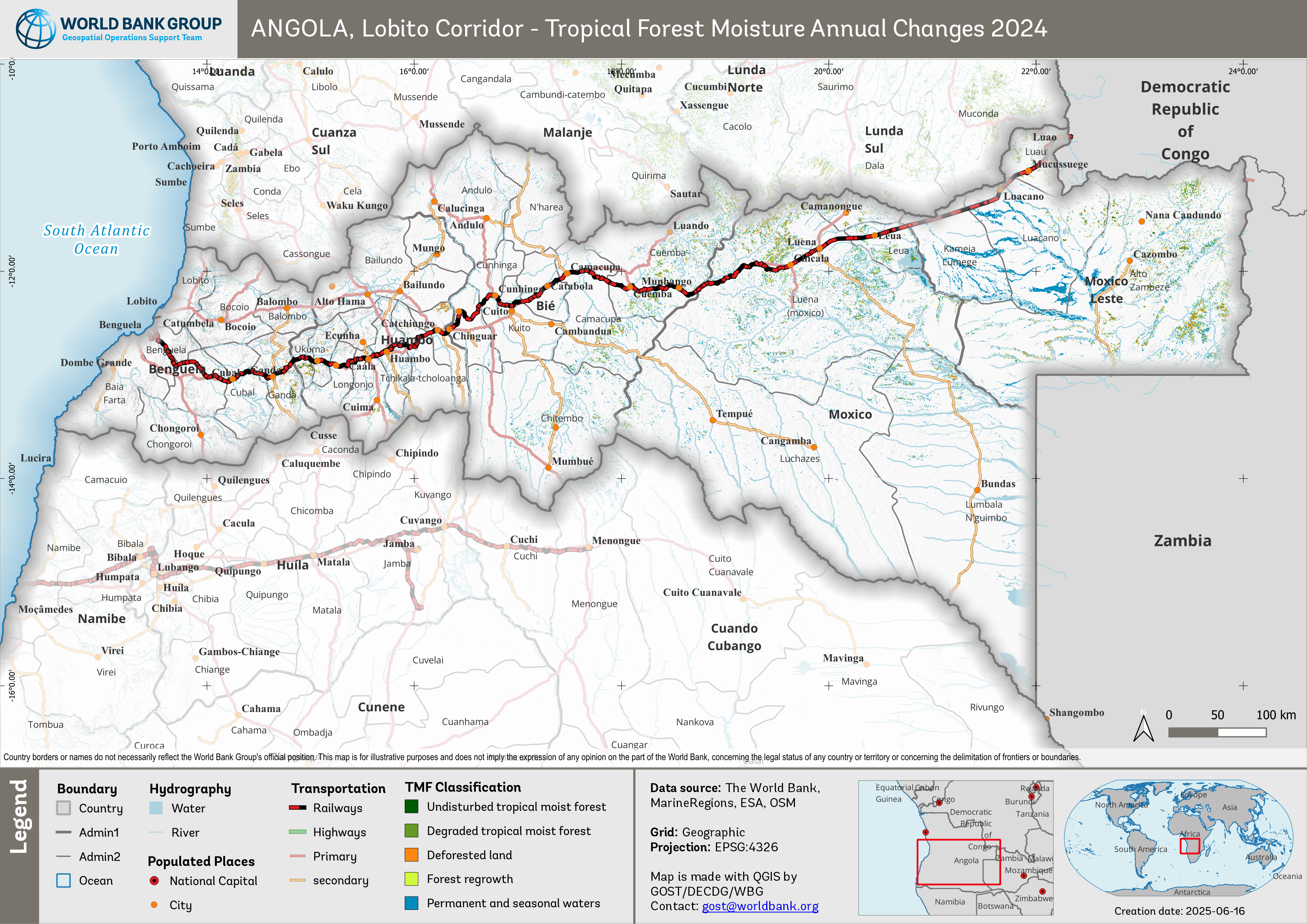 2025. The World Bank. Lobito Corridor Tropical Forest Moisture Annual Changes 2024. QGIS 3.22.9