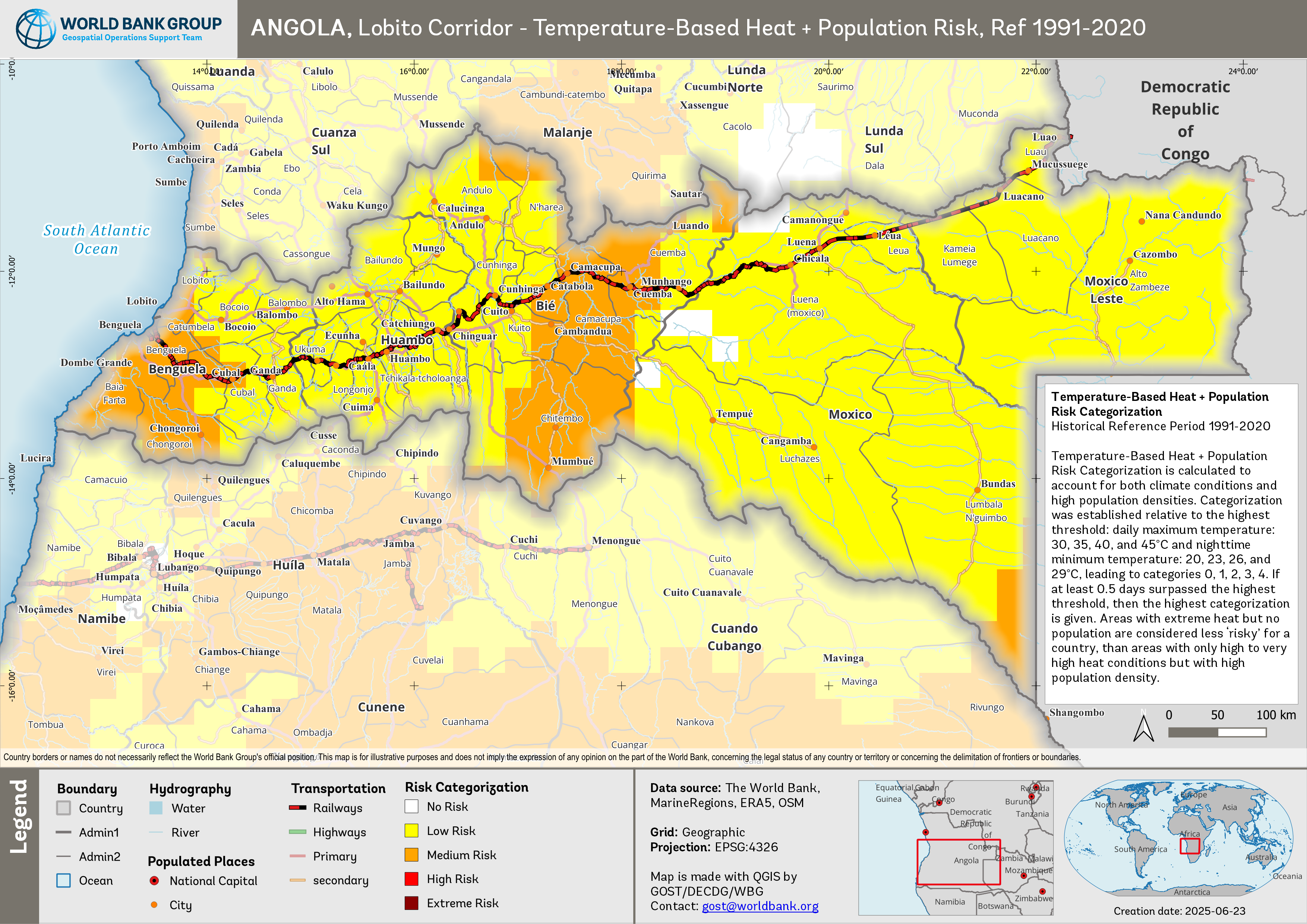 2025. The World Bank. Lobito Corridor Temperature-based Heat and Population Risk. QGIS 3.22.9