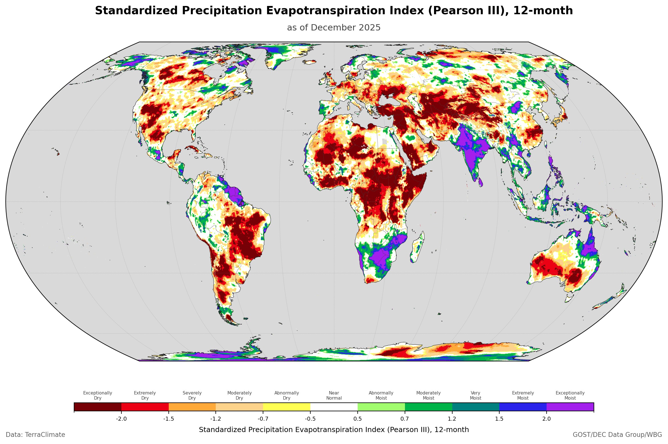 2026. The World Bank. Global SPEI - 12 months, Dec 2025. Python