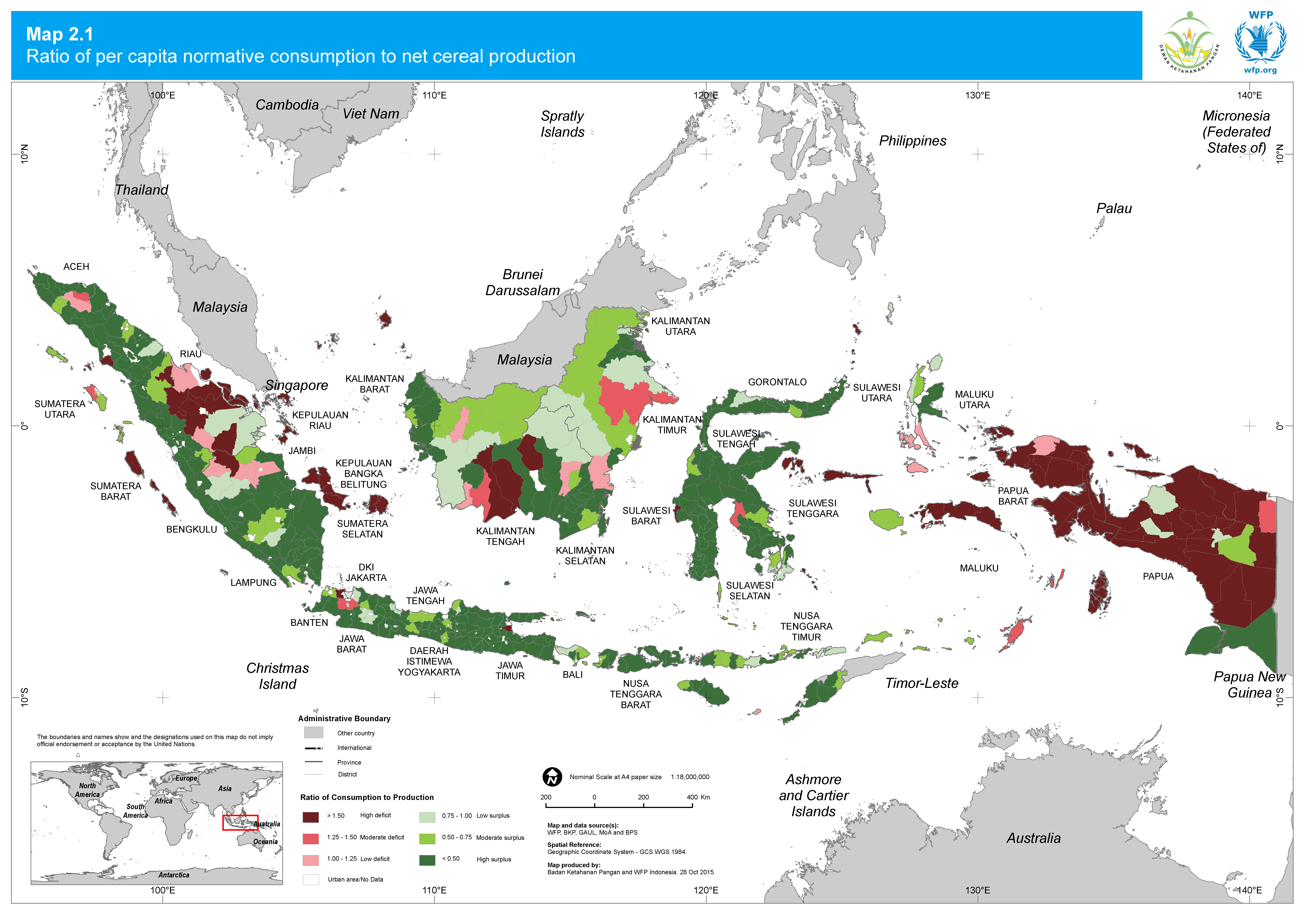 2015. WFP. Food Security and Vulnerability Atlas: NCPR. ArcGIS 10.2.2