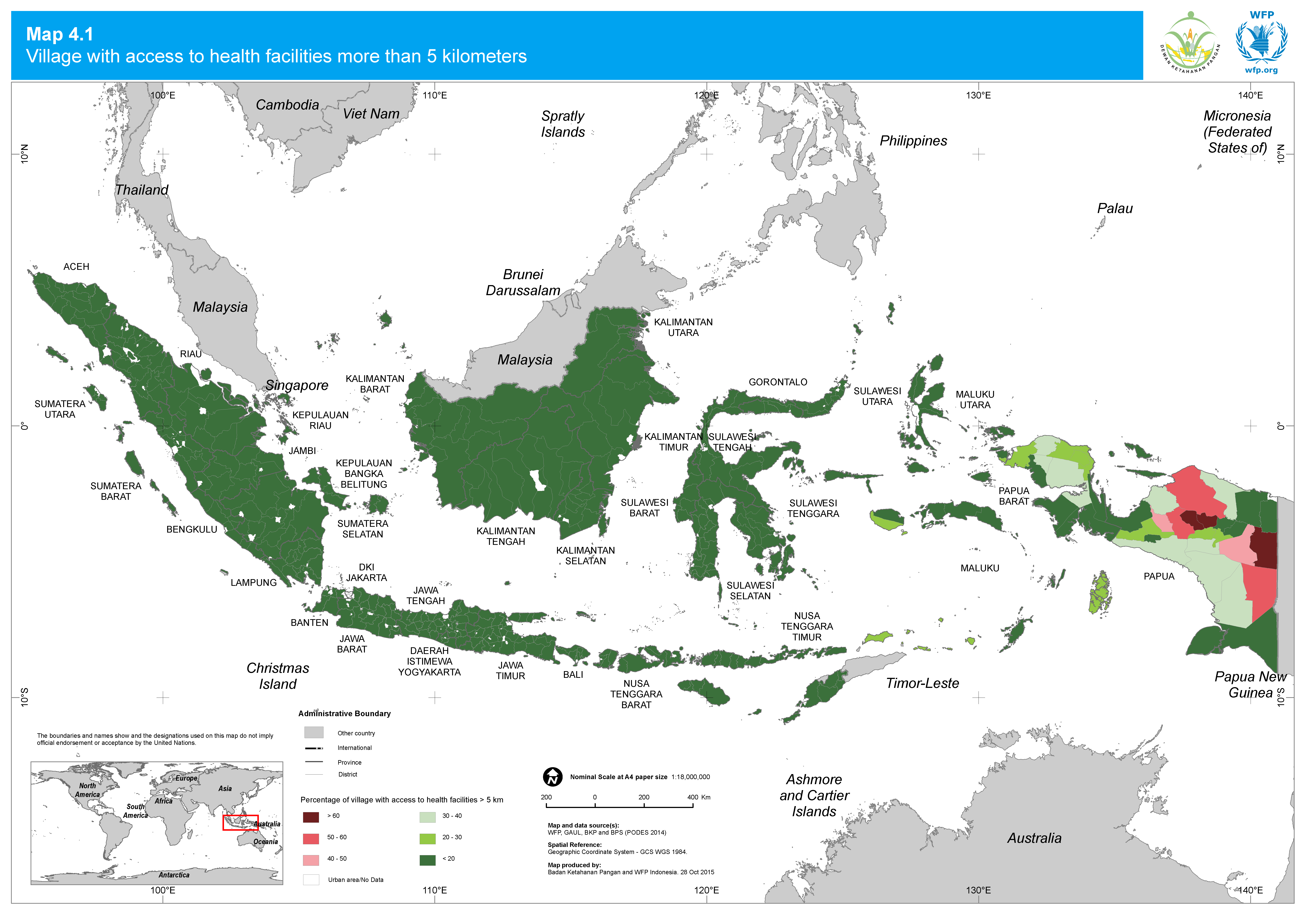 2015. WFP. Food Security and Vulnerability Atlas: Health facilities. ArcGIS 10.2.2