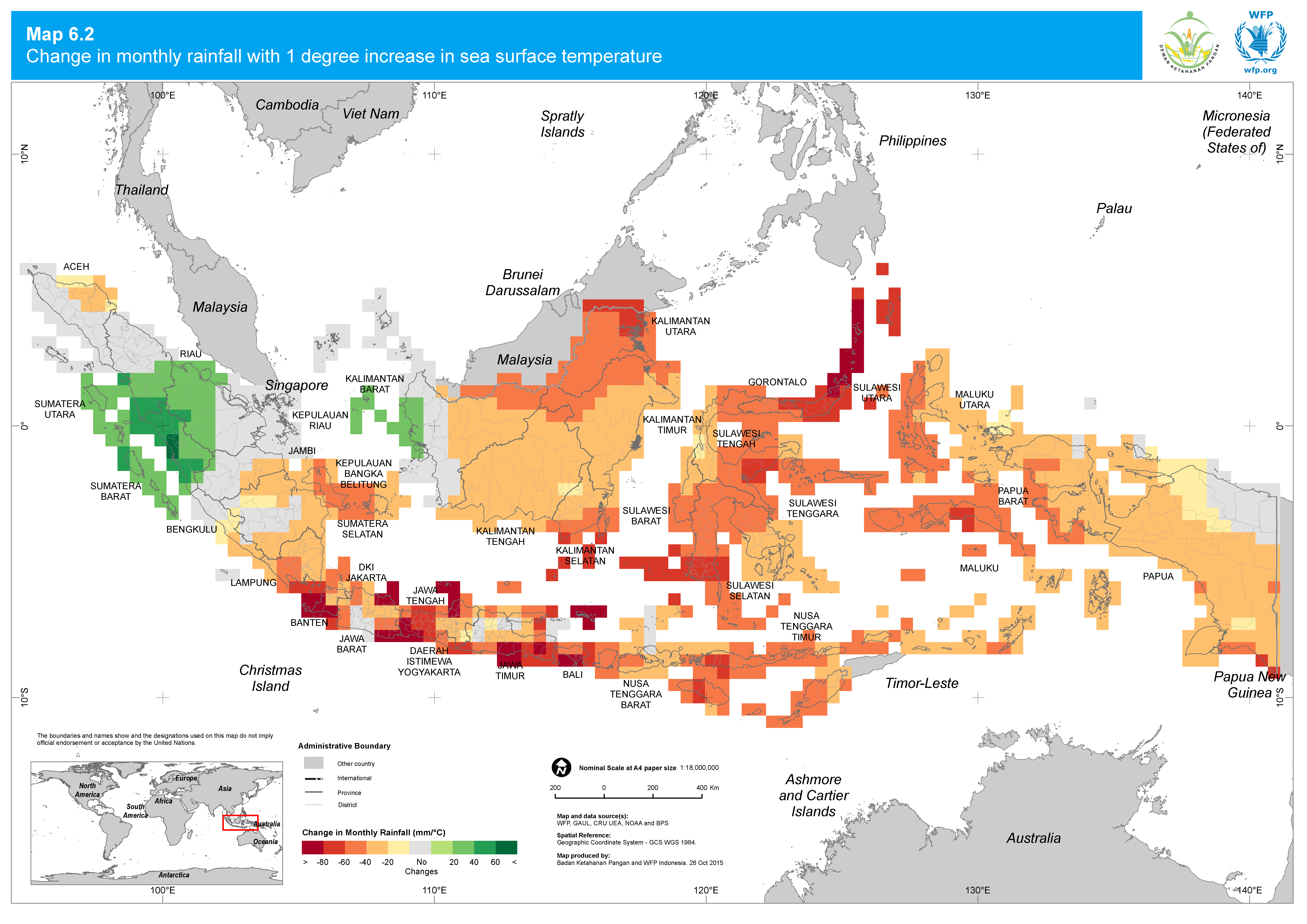 2015. WFP. Food Security and Vulnerability Atlas: Rainfall and sea surface temperature correlation. ArcGIS 10.2.2